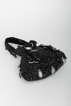 EENA_Black Mirror Zuri Teardrop Embroidered Potli Bag _at_Aza_Fashions