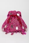 Shop_EENA_Magenta Mirror Zuri Velvet Work Potli Bag _at_Aza_Fashions