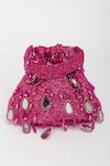 EENA_Magenta Mirror Zuri Velvet Work Potli Bag _Online_at_Aza_Fashions