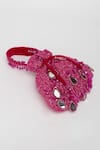 EENA_Magenta Mirror Zuri Velvet Work Potli Bag _at_Aza_Fashions