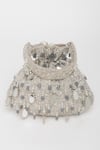 EENA_Silver Mirror Zuri Velvet Bead And Work Potli Bag _Online_at_Aza_Fashions