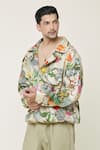 Shop_Mahima Mahajan_Multi Color Dupion Silk Printed Tropical Jungle Jacket _Online_at_Aza_Fashions