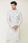 Shop_Ankit V Kapoor_Ivory Cotton Silk Hand Painted Digital Print Floral Noor Kurta Set _Online_at_Aza_Fashions