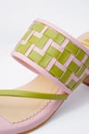 House of Prisca_Pink Hand Weave Alana Strap Heels _Online_at_Aza_Fashions