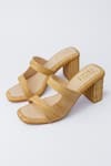 Buy_HOUSE OF PRISCA_Beige Textured Canopy Abstract Strap Heels _at_Aza_Fashions