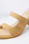 HOUSE OF PRISCA_Beige Textured Canopy Abstract Strap Heels _Online_at_Aza_Fashions