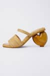 Buy_House of Prisca_Beige Textured Pebble Hand Carved Heels _at_Aza_Fashions