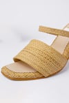 Shop_House of Prisca_Beige Textured Pebble Hand Carved Heels _at_Aza_Fashions