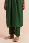 Priya Chaudhary_Green Soft Chanderi Embroidered Floral Notched Round Yoke A-line Kurta With Pant _at_Aza_Fashions