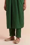 Buy_Priya Chaudhary_Green Soft Chanderi Embroidered Floral Notched Round Yoke A-line Kurta Pant Set 