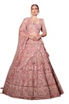 Buy_Chaashni by Maansi and Ketan_Pink Organza Embroidered Resham Cutout Mirror And Bridal Lehenga Set _Online_at_Aza_Fashions