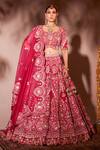 Buy_Chaashni By Maansi And Ketan_Pink Organza, Net Pearls, Mirrors, Sequins Embroidered Bridal Lehenga Set _at_Aza_Fashions
