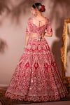 Shop_Chaashni By Maansi And Ketan_Pink Organza, Net Pearls, Mirrors, Sequins Embroidered Bridal Lehenga Set _at_Aza_Fashions