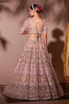 Shop_Chaashni by Maansi and Ketan_Beige Organza Embroidered Resham Geometric Floral Mirror Work Bridal Lehenga Set _at_Aza_Fashions