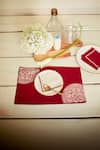 Shop_Inheritance India_Maroon 100% Cotton Block Print Rangoli 4 Pcs Table Mats _at_Aza_Fashions