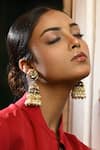Buy_Zaza By Somya_Multi Color Cultured Kundan Studded Tasselled Jhumkas _at_Aza_Fashions