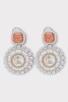 Buy_Zaza By Somya_Pink Cut Work, Diamonds Poised Clear Polki Studded Earrings _Online_at_Aza_Fashions