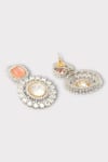 Shop_Zaza By Somya_Pink Cut Work, Diamonds Poised Clear Polki Studded Earrings _Online_at_Aza_Fashions
