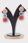Buy_Zaza By Somya_Multi Color Stones Grace Studded Earrings _at_Aza_Fashions