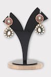 Buy_Zaza By Somya_Red Kundan Grace Polki Studded Drop Pattern Earrings _at_Aza_Fashions