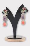 Buy_Zaza By Somya_Multi Color Stones Eloquent Studded Floral Earrings _at_Aza_Fashions