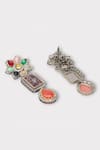 Zaza By Somya_Multi Color Stones Eloquent Studded Floral Earrings _Online_at_Aza_Fashions