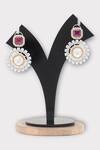 Shop_Zaza By Somya_Pink Diamonds, Stones Intense Polki Studded Floral Earrings _at_Aza_Fashions