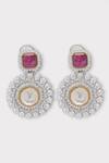 Buy_Zaza By Somya_Pink Diamonds, Stones Intense Polki Studded Floral Earrings _Online_at_Aza_Fashions