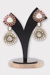 Shop_Zaza By Somya_Pink Kundan Radiant Floral Studded Earrings _at_Aza_Fashions