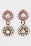 Buy_Zaza By Somya_Pink Kundan Radiant Floral Studded Earrings _Online_at_Aza_Fashions