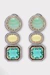 Shop_Zaza By Somya_Multi Color Stones Serenity Geometric Studded Earrings _at_Aza_Fashions
