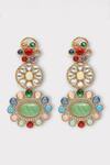 Shop_Zaza By Somya_Multi Color Stones Treasure Floral Studded Earrings _at_Aza_Fashions
