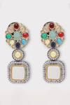 Shop_Zaza By Somya_Multi Color Stones Allure Floral Studded Earrings _at_Aza_Fashions