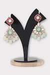 Buy_Zaza By Somya_Pink Kundan Capturing Floral Polki Studded Dangler Earrings _at_Aza_Fashions