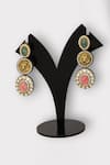 Buy_Zaza By Somya_Green Stones Llioness Carved Studded Earrings _at_Aza_Fashions