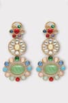 Zaza By Somya_Multi Color Stone Adorn Floral Geometric Studded Necklace Set _Online_at_Aza_Fashions