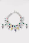 Buy_Zaza By Somya_Multi Color Stone Admiration Studded Drop Necklace Set _at_Aza_Fashions