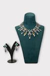 Shop_Zaza By Somya_Multi Color Stone Admiration Studded Drop Necklace Set _at_Aza_Fashions