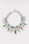 Buy_Zaza By Somya_Multi Color Stone Admiration Studded Drop Necklace Set _Online_at_Aza_Fashions