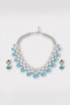 Buy_Zaza By Somya_Blue Diamond Stone Studded Interlinked Necklace Set _at_Aza_Fashions