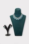 Shop_Zaza By Somya_Blue Diamond Stone Studded Interlinked Necklace Set _at_Aza_Fashions