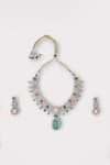 Buy_Zaza By Somya_Multi Color Stone Cherish Geometric Studded Necklace Set _at_Aza_Fashions