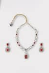 Shop_Zaza By Somya_Red Faux Diamond Ton Synthetic Ruby Studded Necklace Set _at_Aza_Fashions