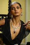 Shop_Zaza By Somya_Red Faux Diamond Ton Synthetic Ruby Studded Necklace Set _Online_at_Aza_Fashions