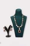 Buy_Zaza By Somya_Red Faux Diamond Ton Synthetic Ruby Studded Necklace Set _Online