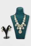 Shop_Zaza By Somya_Green Kundan Modiste Polki Studded Necklace Set _at_Aza_Fashions