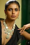 Zaza By Somya_Green Kundan Modiste Polki Studded Necklace Set _Online_at_Aza_Fashions