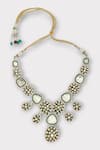 Zaza By Somya_Green Kundan Modiste Polki Studded Necklace Set _at_Aza_Fashions