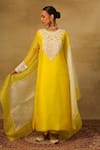 Buy_Neha Poddar_Yellow Kurta Organza Embroidered Cutwork Round Pant Set _Online_at_Aza_Fashions