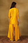 Shop_Neha Poddar_Yellow Kurta Silk Embroidered Cutwork Round Short With Harem Pant _at_Aza_Fashions